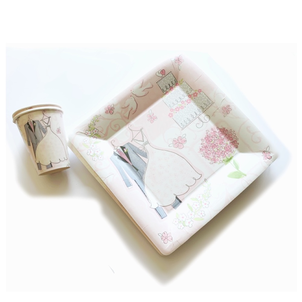 Bride Bridal Shower Plates & Cups Sweet Romance